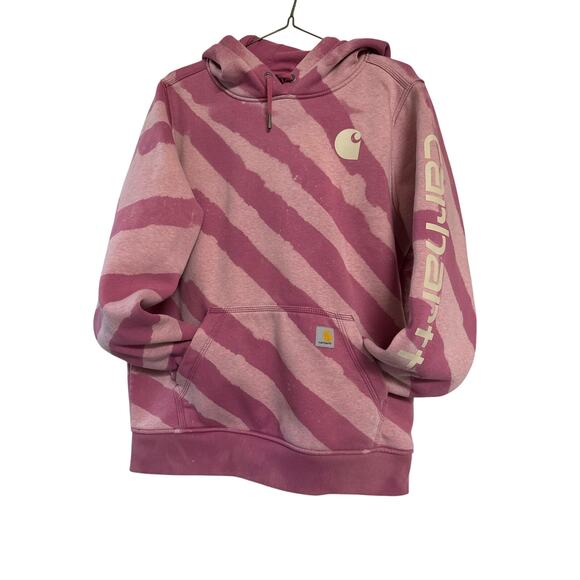 Carhartt Hoodie One of a Kind Bleach Striped Custom Woodrose Women's 8-10 Medium - Picture 1 of 16